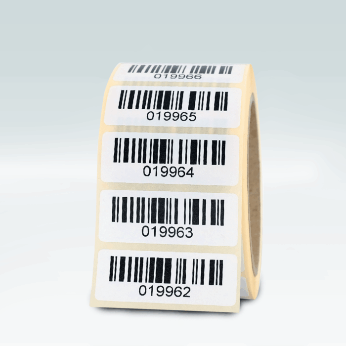 Bedruckte Barcode- und QR-Code Etiketten 50x33 mm – EAN & SKU Labels auf Rolle