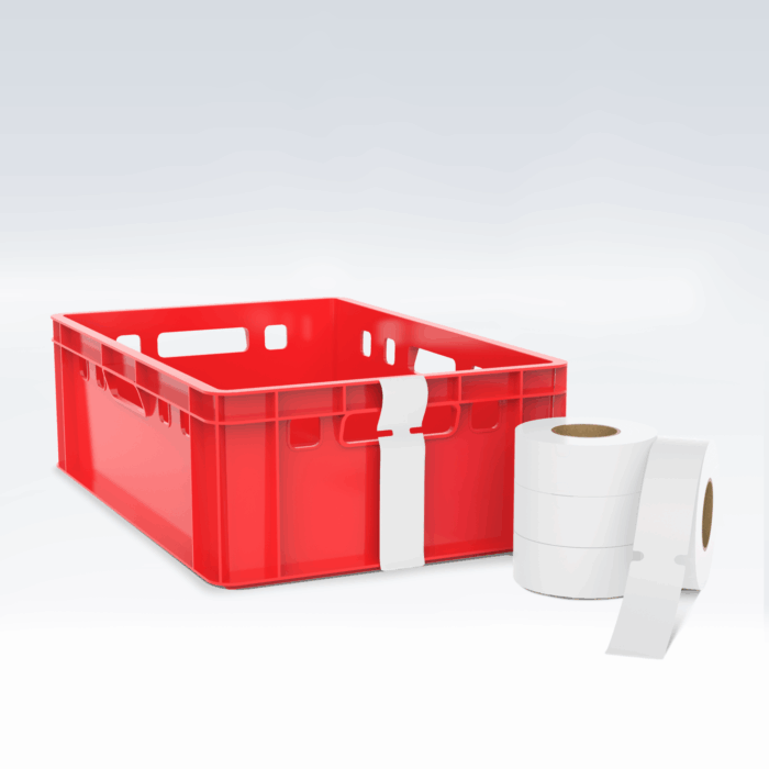 HDPE Schlaufenetiketten für E2-Kisten – lebensmittelechte Schlaufenanhänger 100% recycelbar